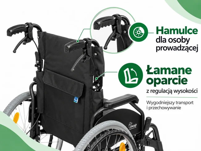 Timago EVERYDAY-TIM – hamulce dla osoby prowadzącej i łamane oparcie z regulacją wysokości