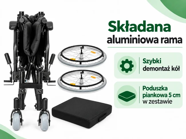 Timago EVERYDAY-TIM – składana aluminiowa rama, szybki demontaż kół i poduszka piankowa 5 cm